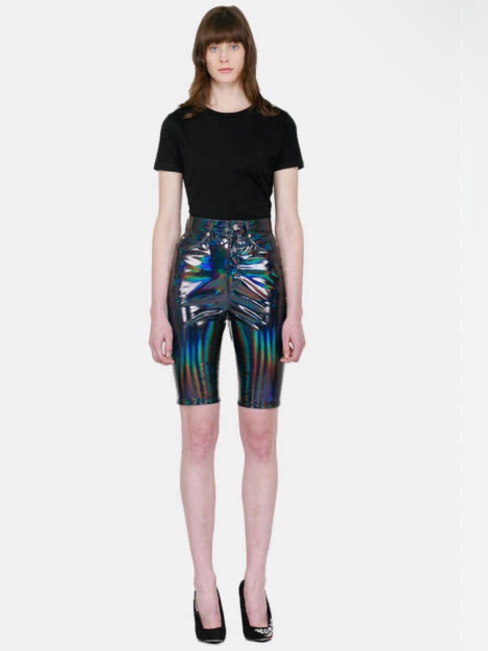 WE11DONE Faux Leather Holographic Woman Shorts